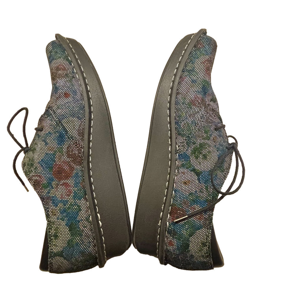 Alegria womens Bree multi dot floral oxford laced leather upper textured shoes - Picture 4 of 8
